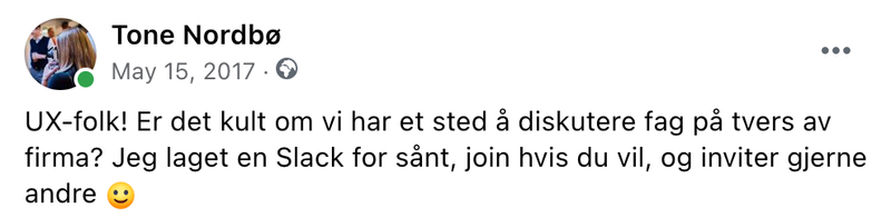 Skjermdump av Facebook-melding