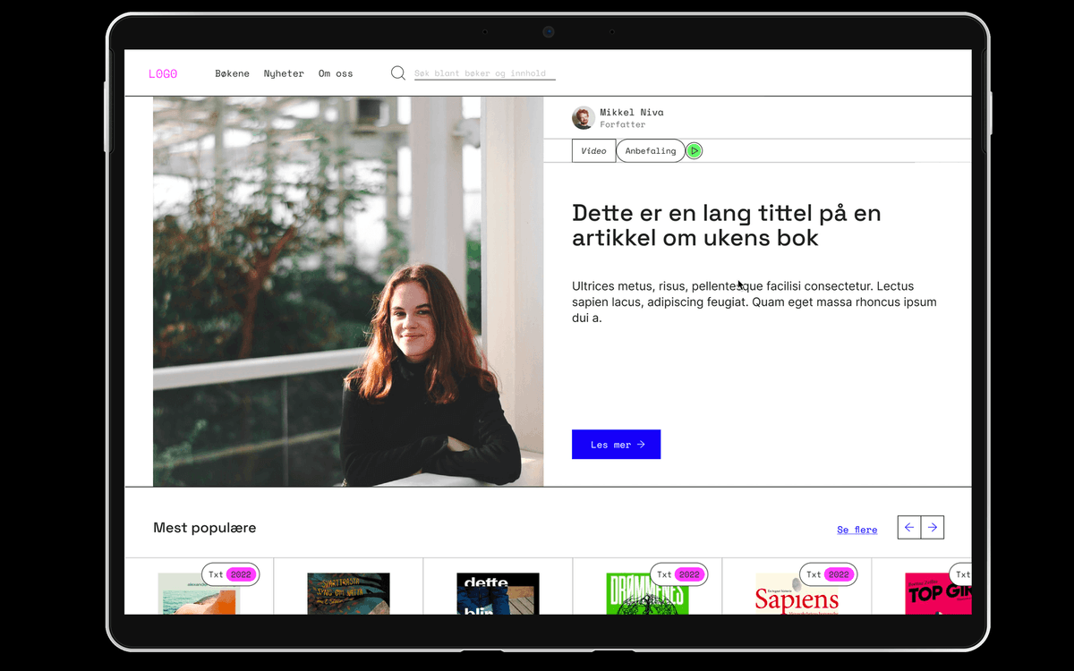 Gif fra Figma som viser design for Foreningen Les