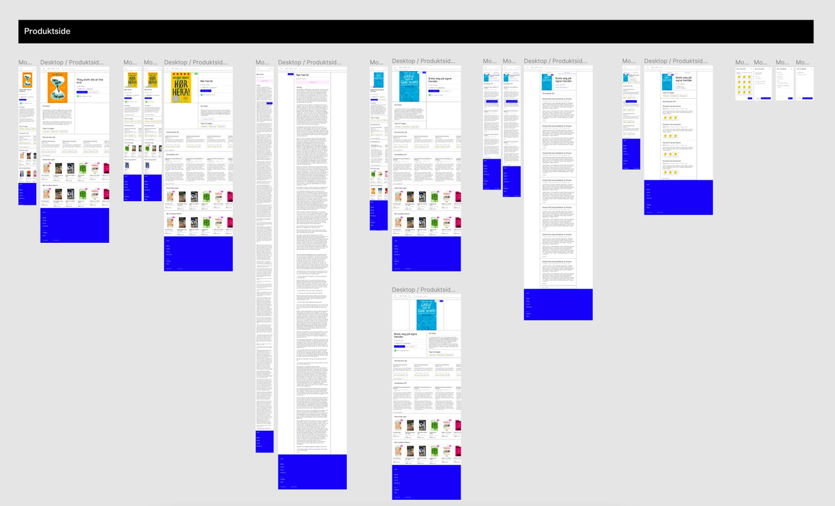 Skjermbilde fra Figma over produktsider for Foreningen Les