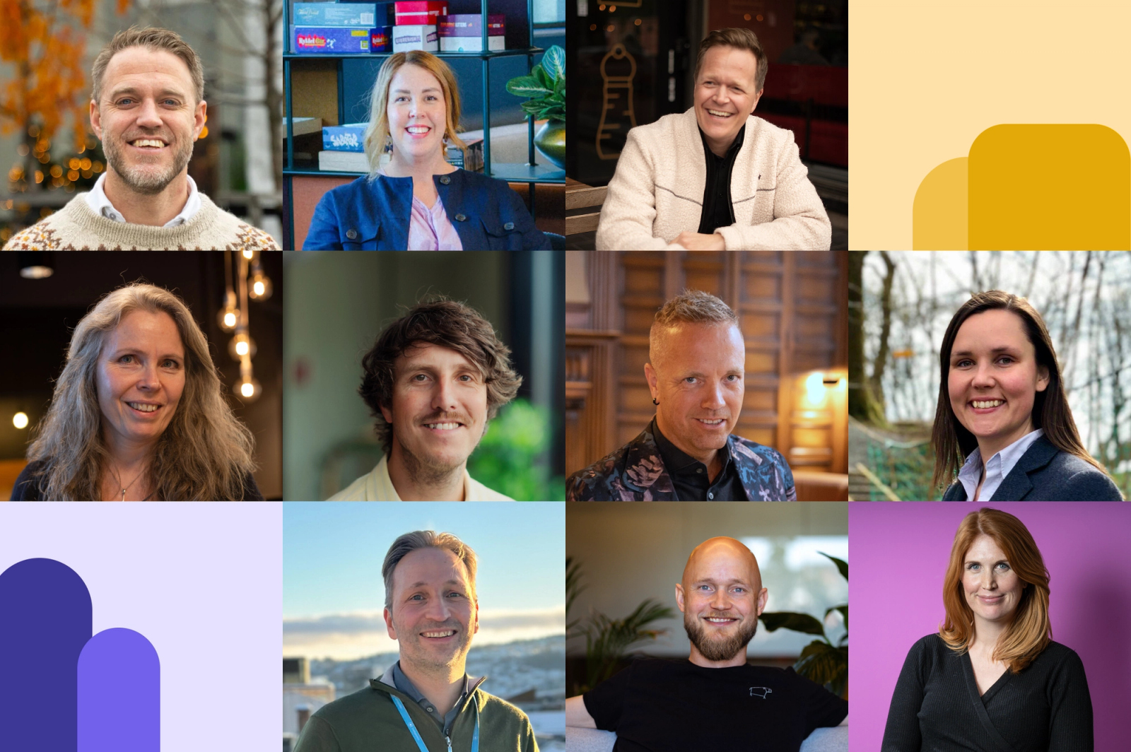 Bildekollasj med ti portrettbilder.