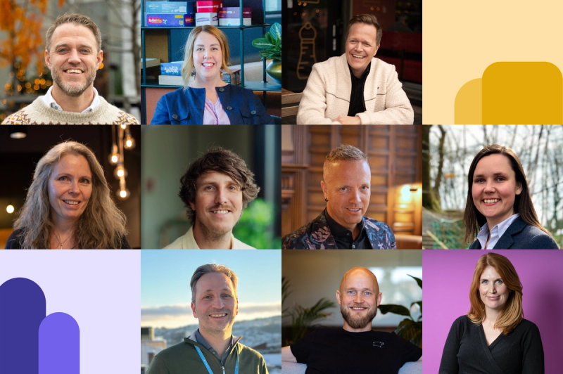 Bildekollasj med ti portrettbilder.