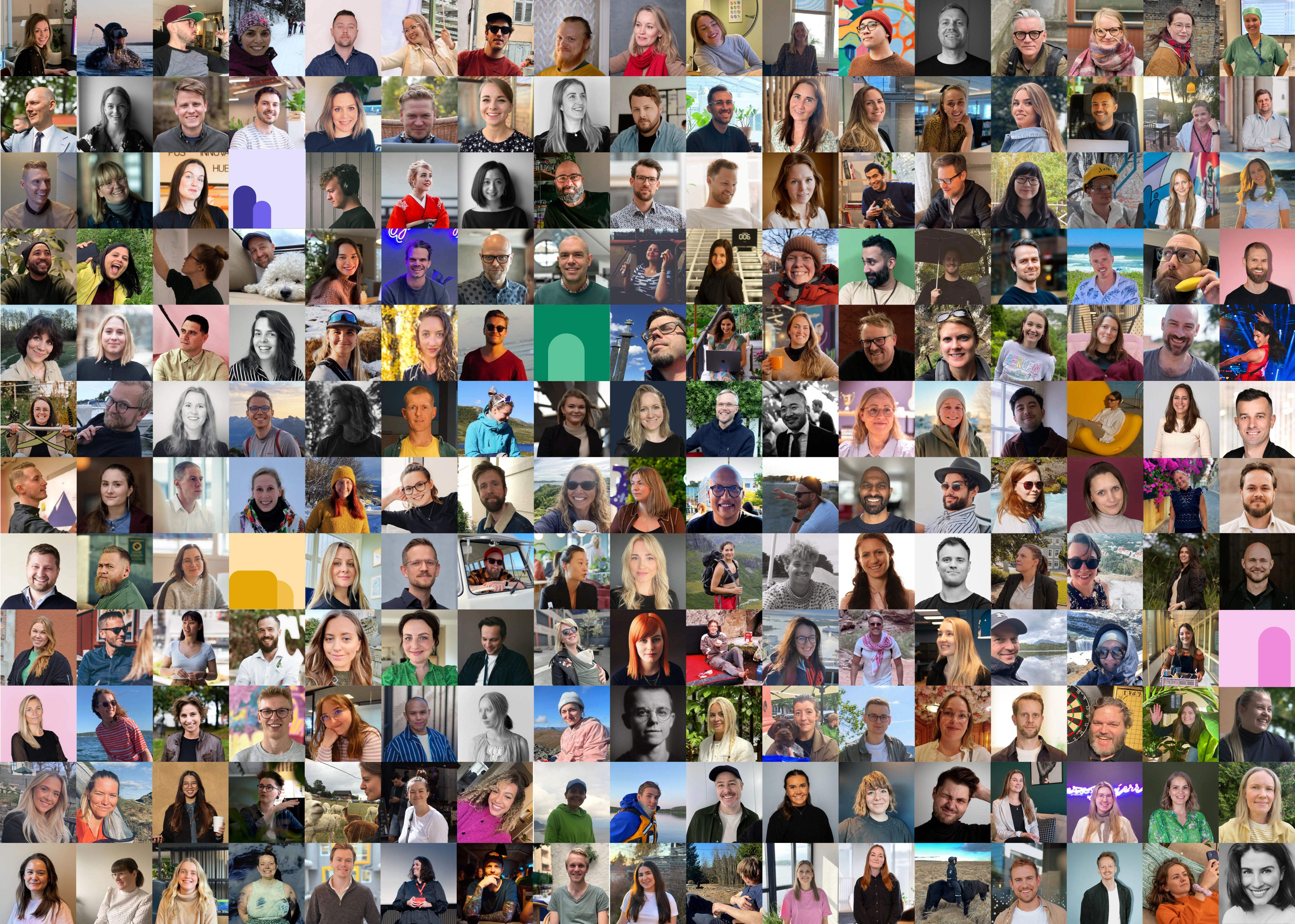 Bildecollage av 200 ukens designere.