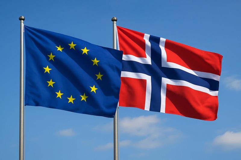 EU-flagg og norsk flagg