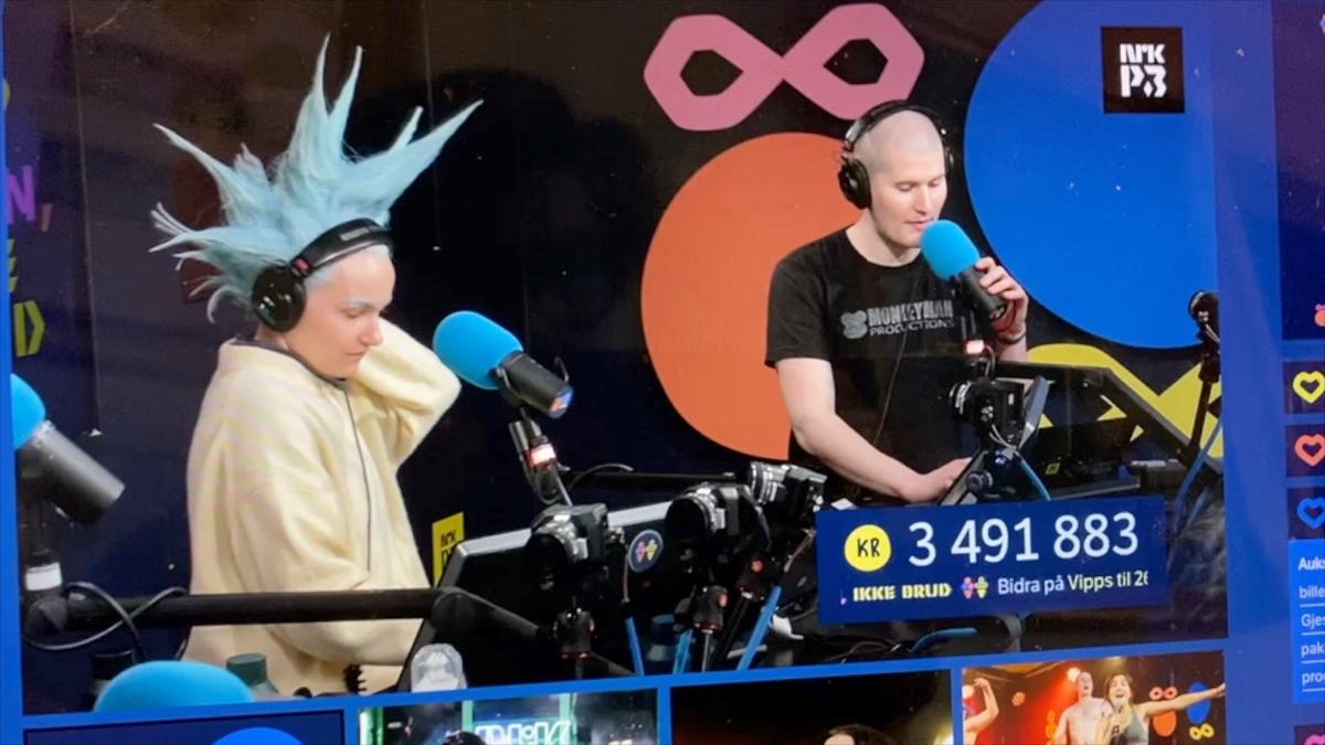 Bilde fra TV-sendingen til P3 under TV-aksjonen