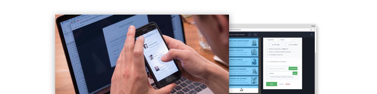 Bilde av en som bruker en mobil og skisser på en skjerm.