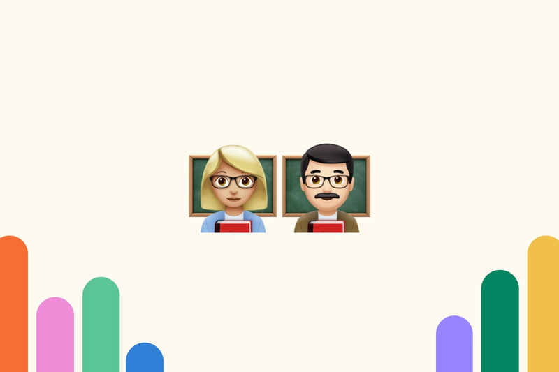 Kollasj med emojis av lærere.