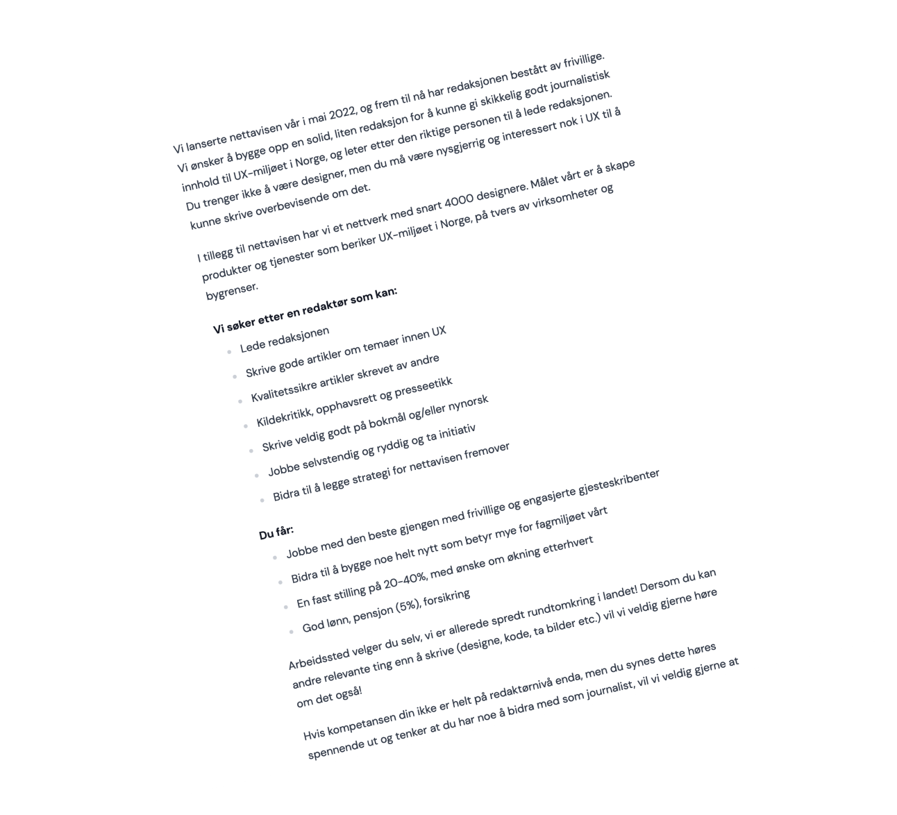 Skjermdump av stillingsannonsen.