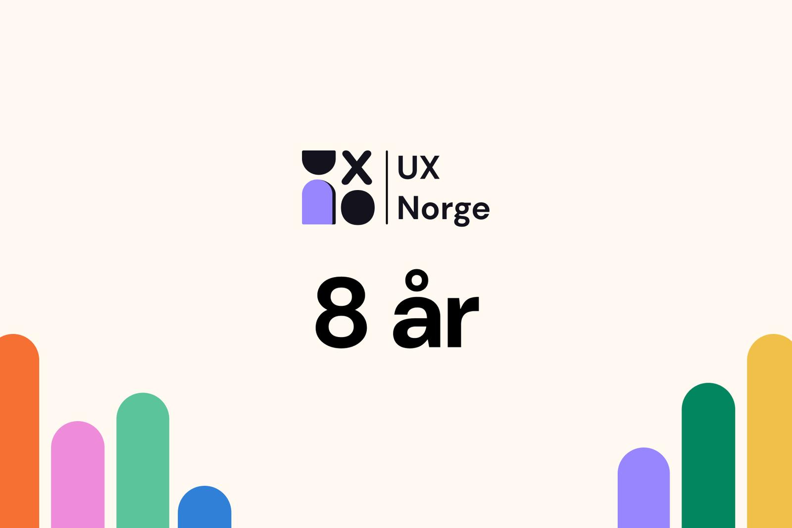 Plakat hvor det står UX Norge og 8 år