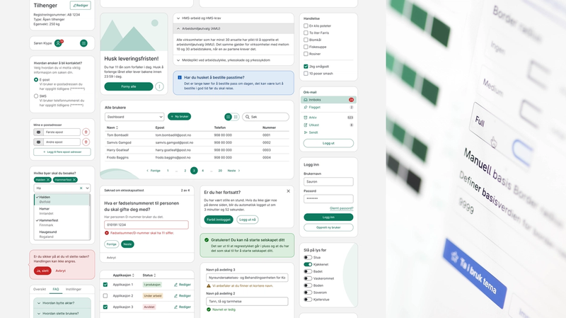 Skjermdump av Designsystemet