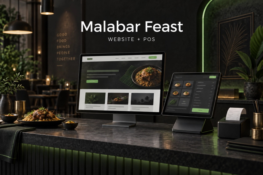 Malabar Feast restaurant POS system and website project cover