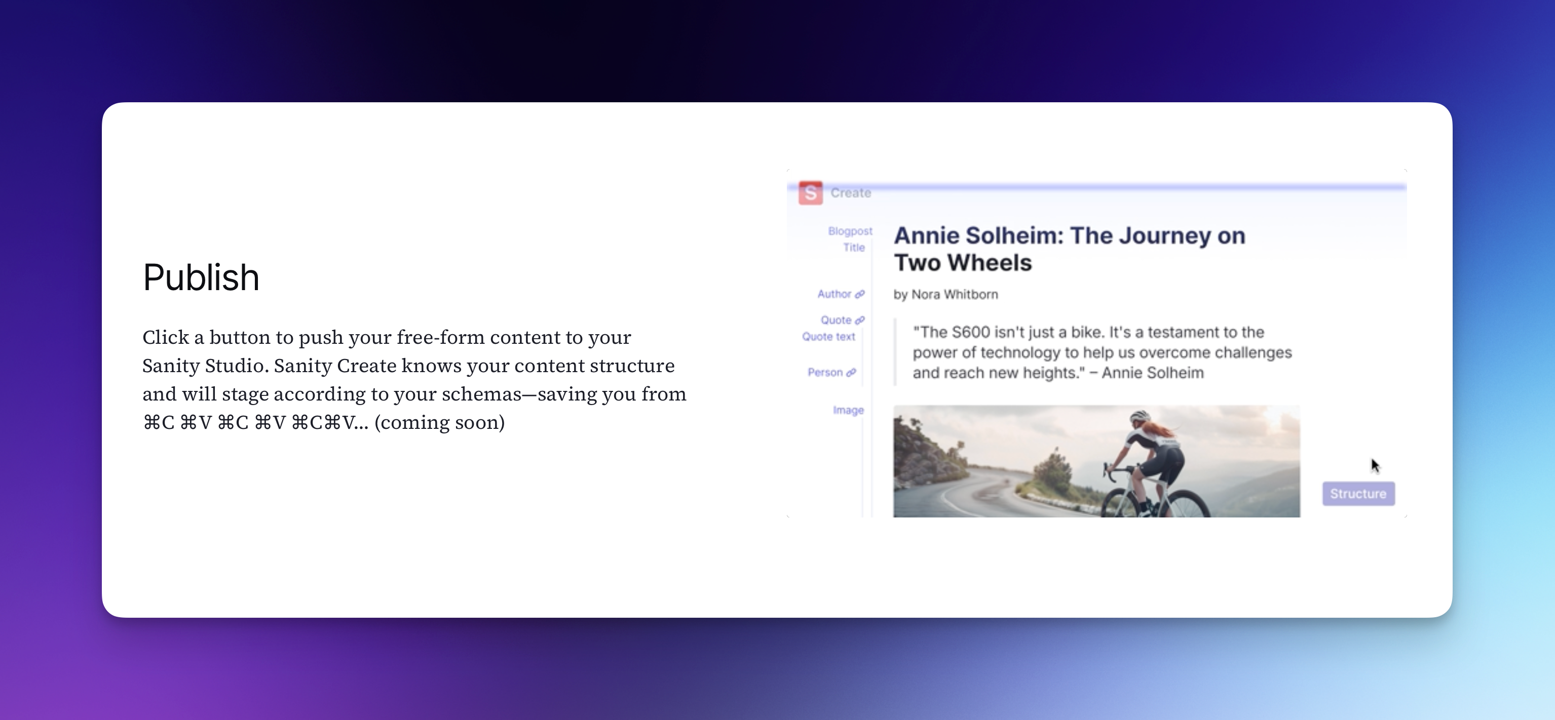 Publish to Sanity schema