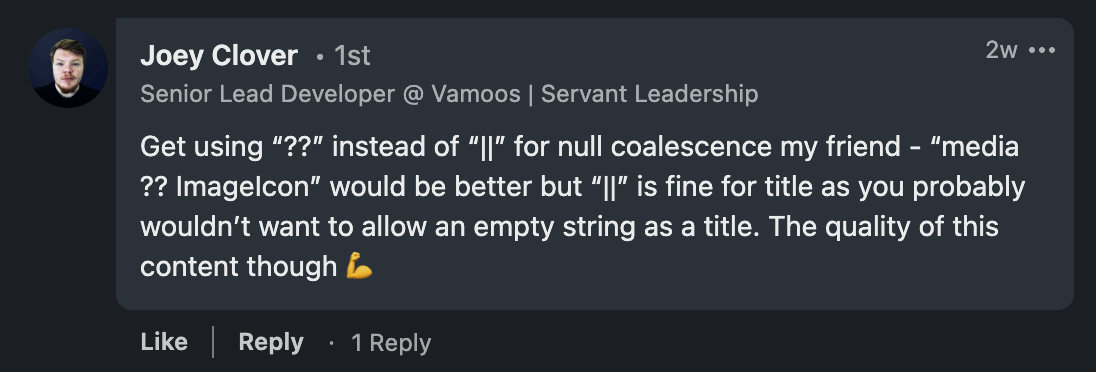 Some developer we let live in our head rent free from LinkedIn called Joey Clover