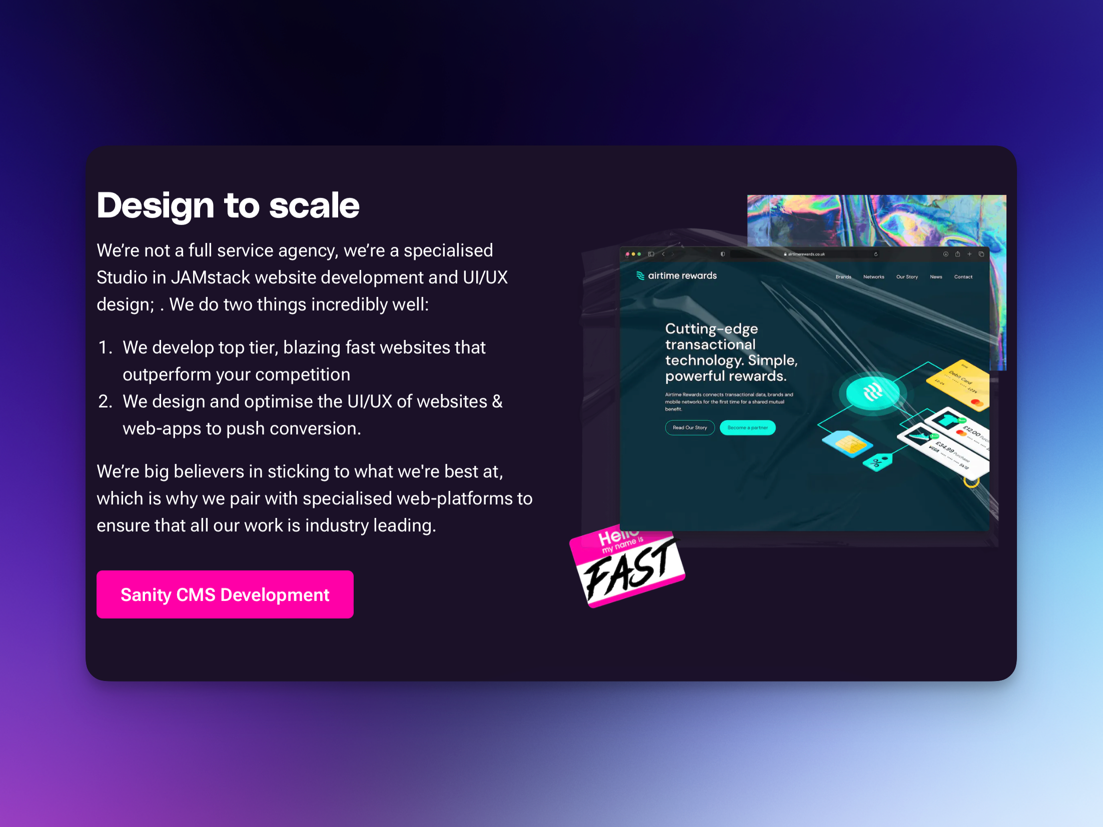 Image on the right, text on the left showing the screen on large tablet, small desktop mode