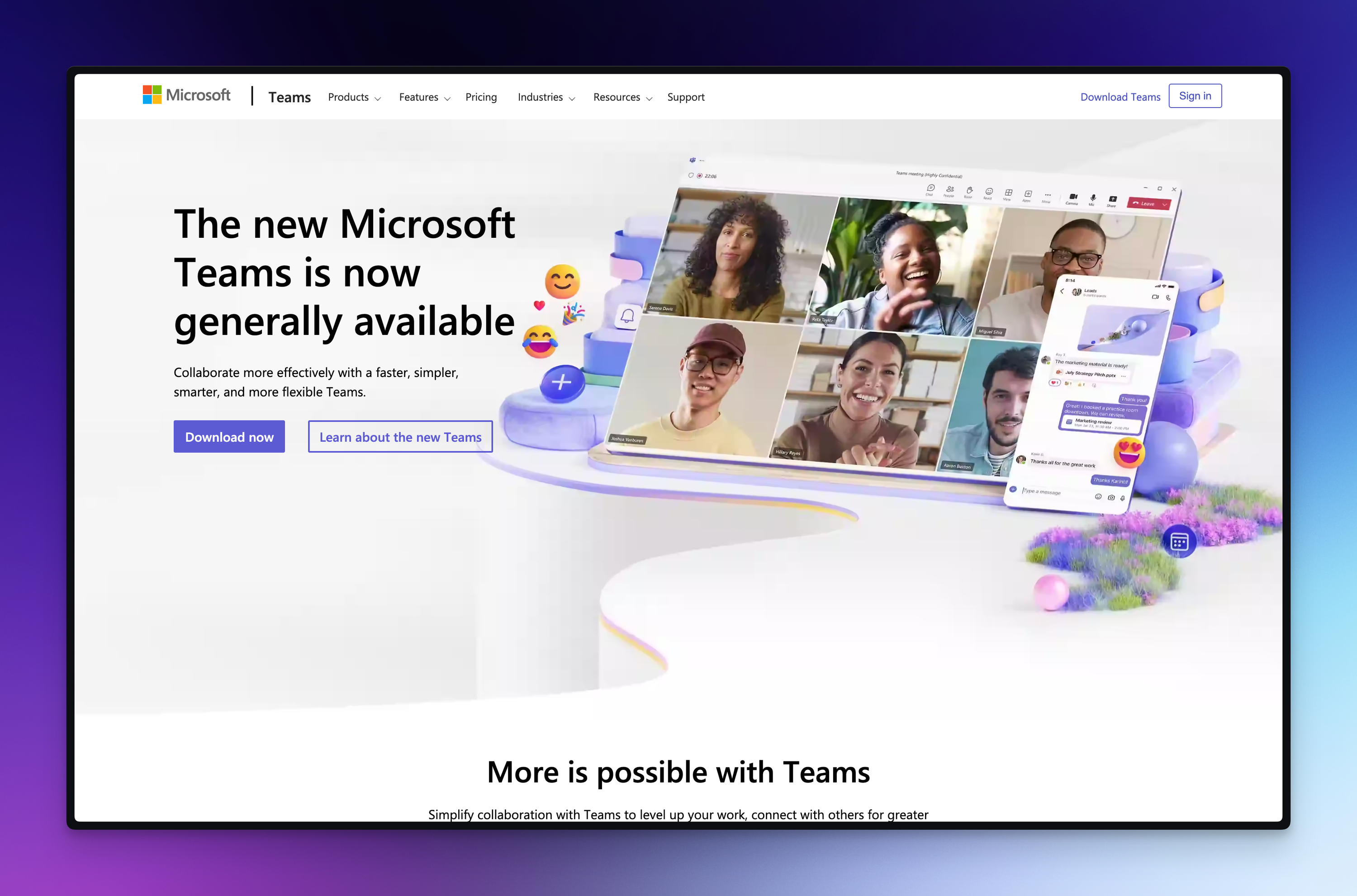 Teams homepage, you can tell a tool is a hot mess when even the primary image of the application is blurry. Shocking.