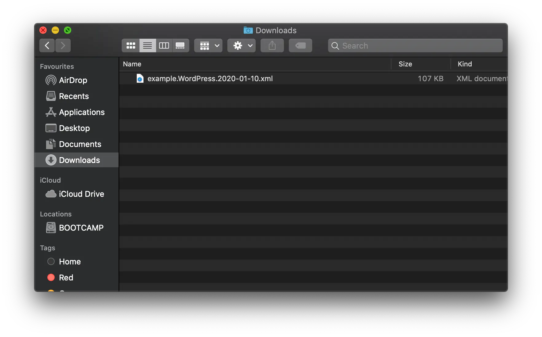 Wordpress website exported to XML