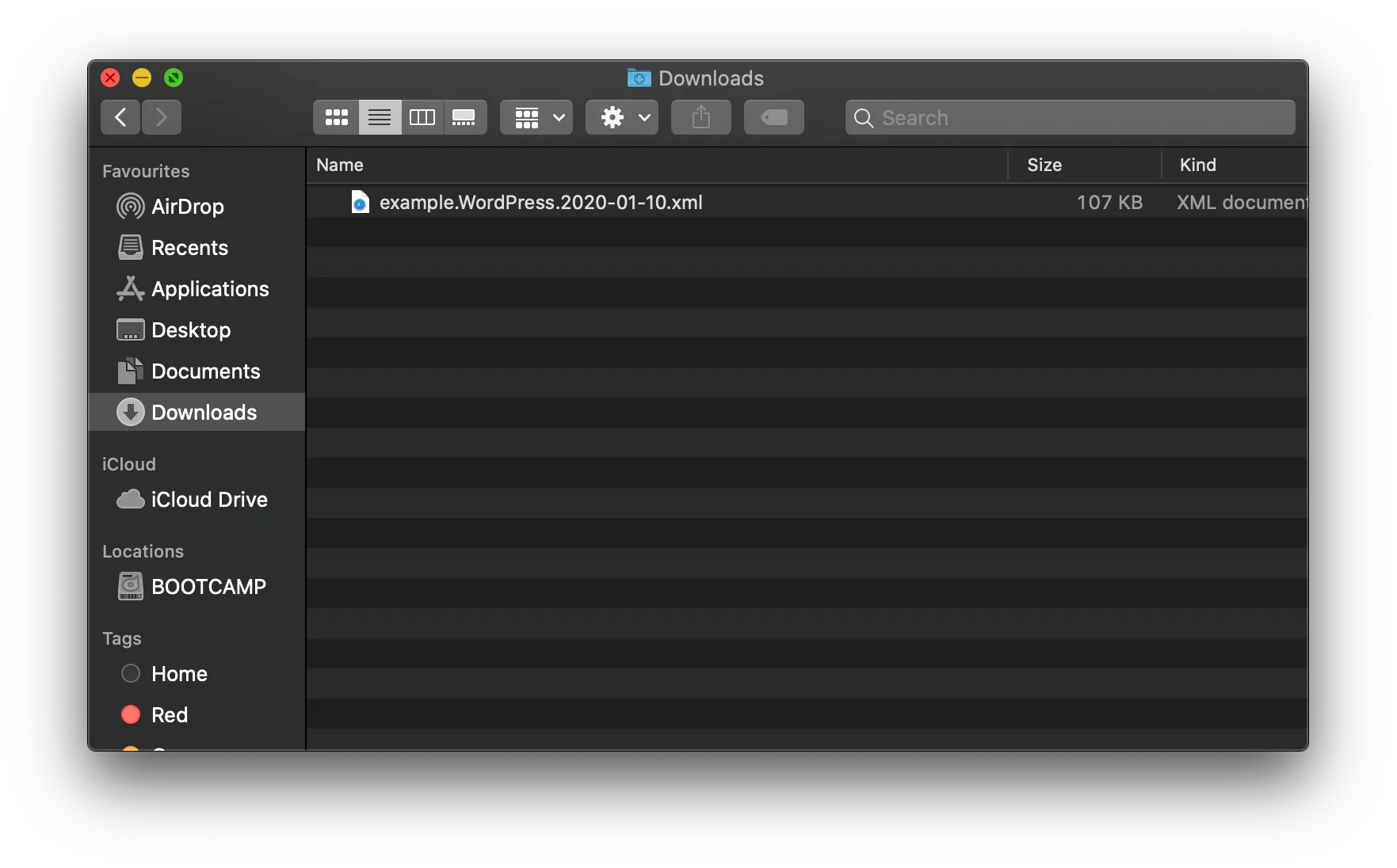 Wordpress website exported to XML