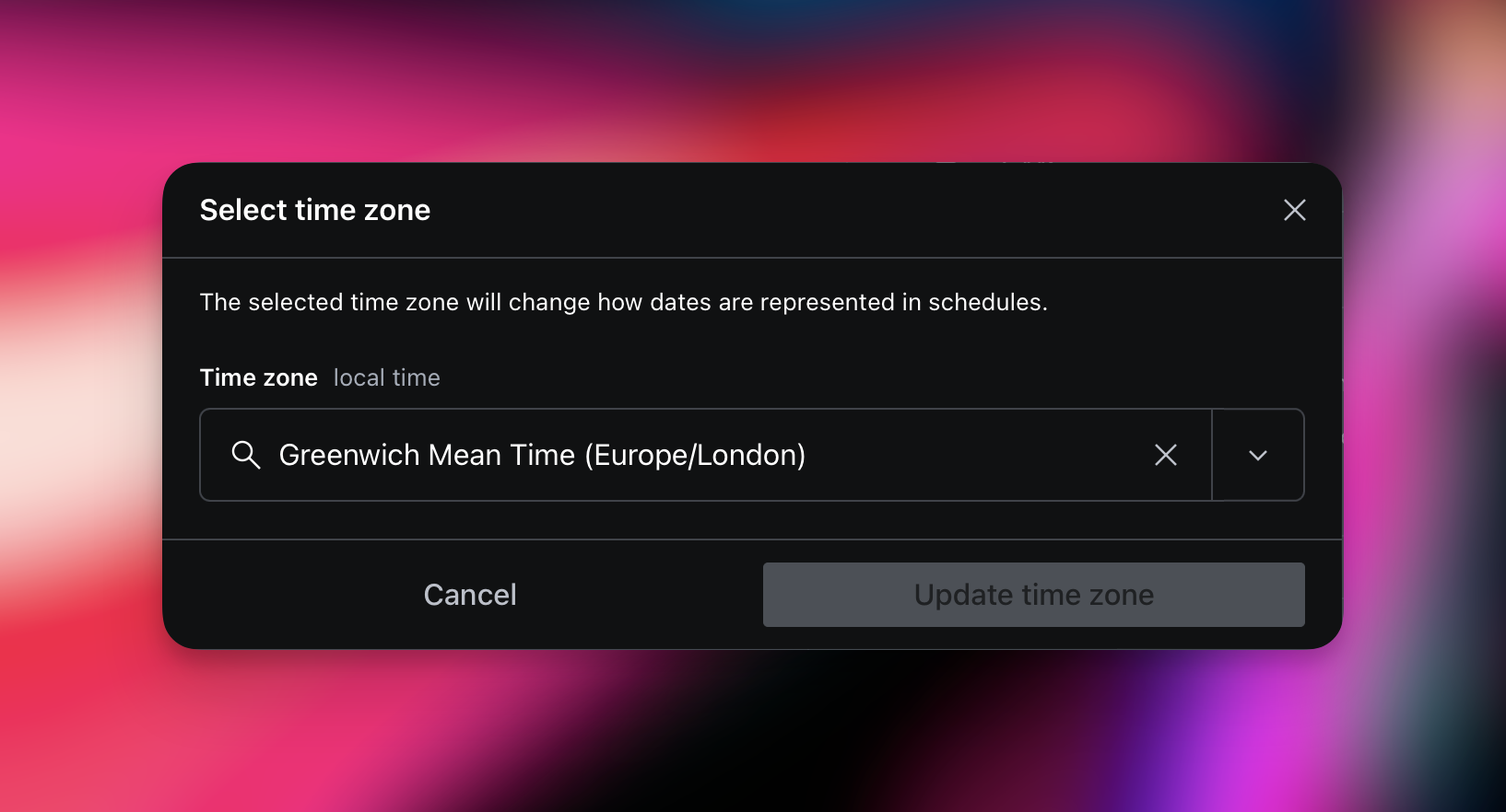 A picture of the time zone looking beautiful and easy to use