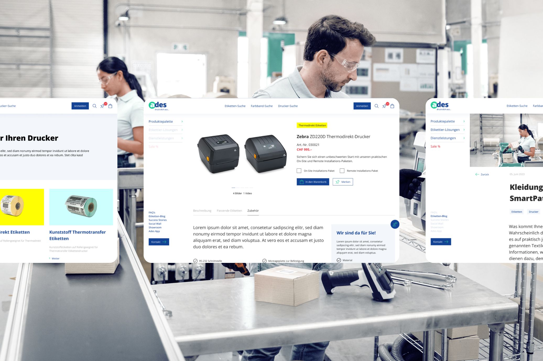 ades – Corporate Website – Produktseiten