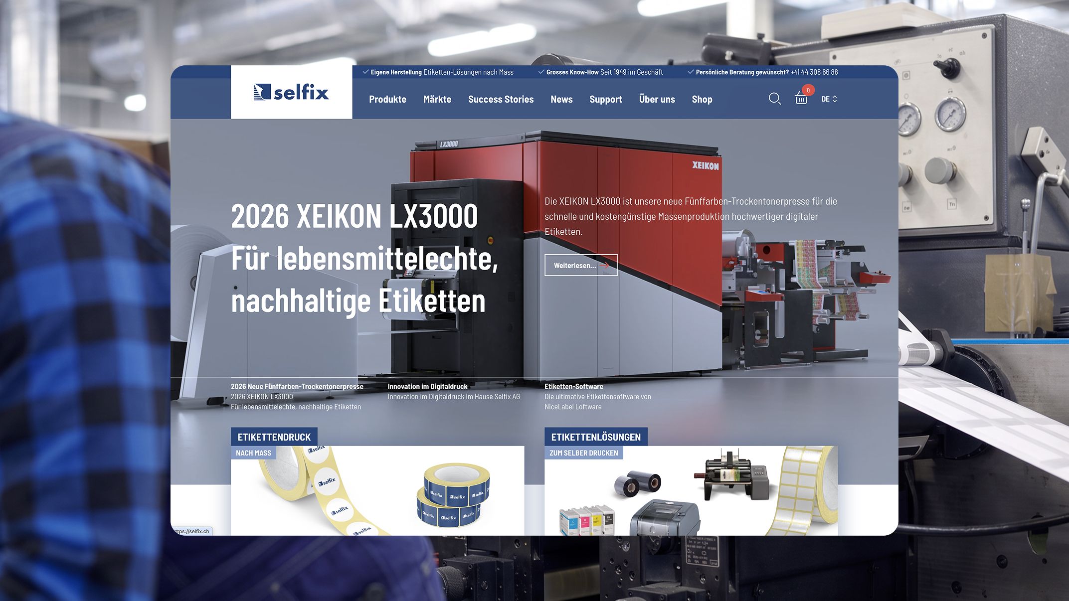 Startseite mit Shop und Druckservice
