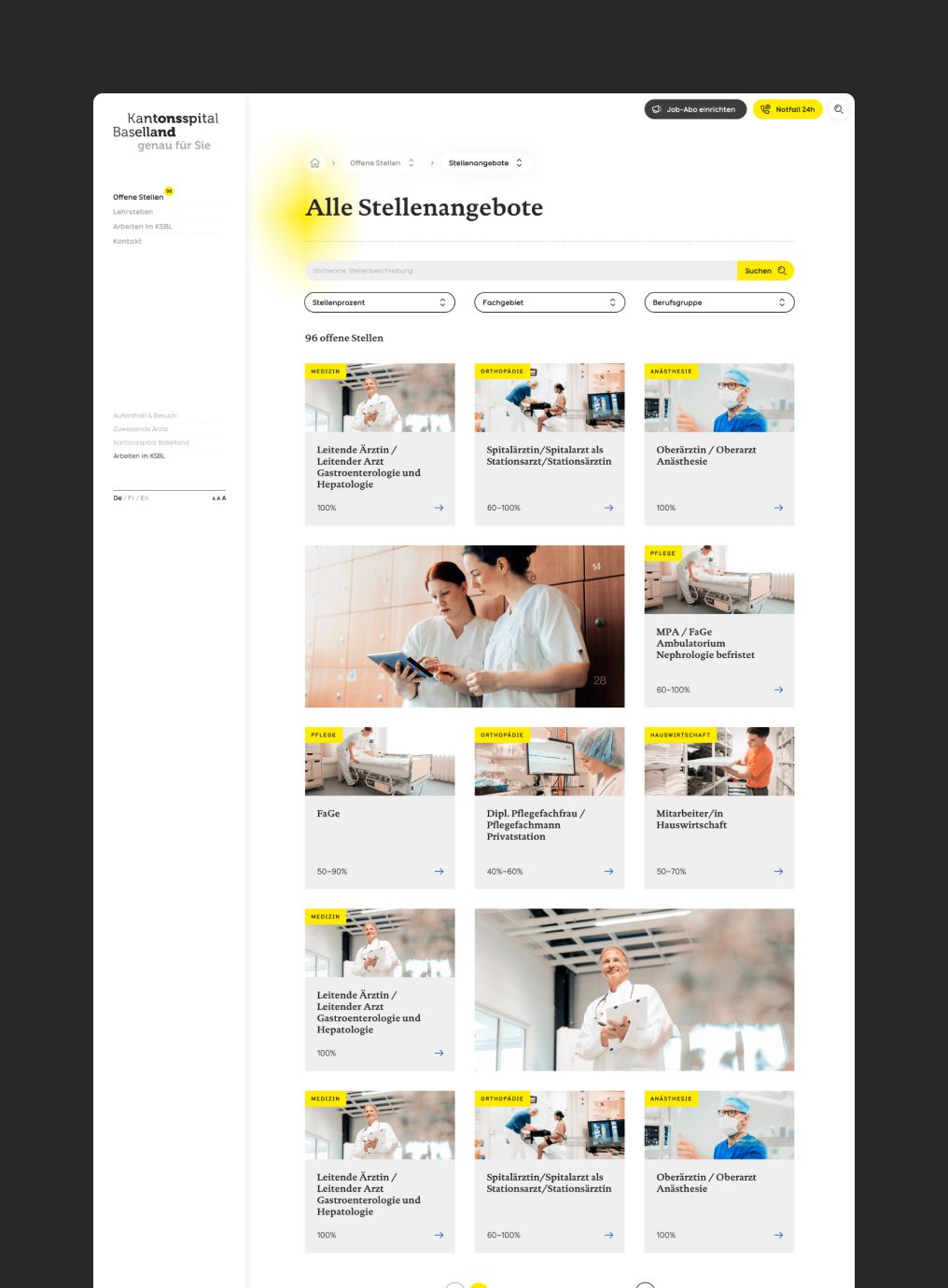 Spital-Webseite Stellenangebote