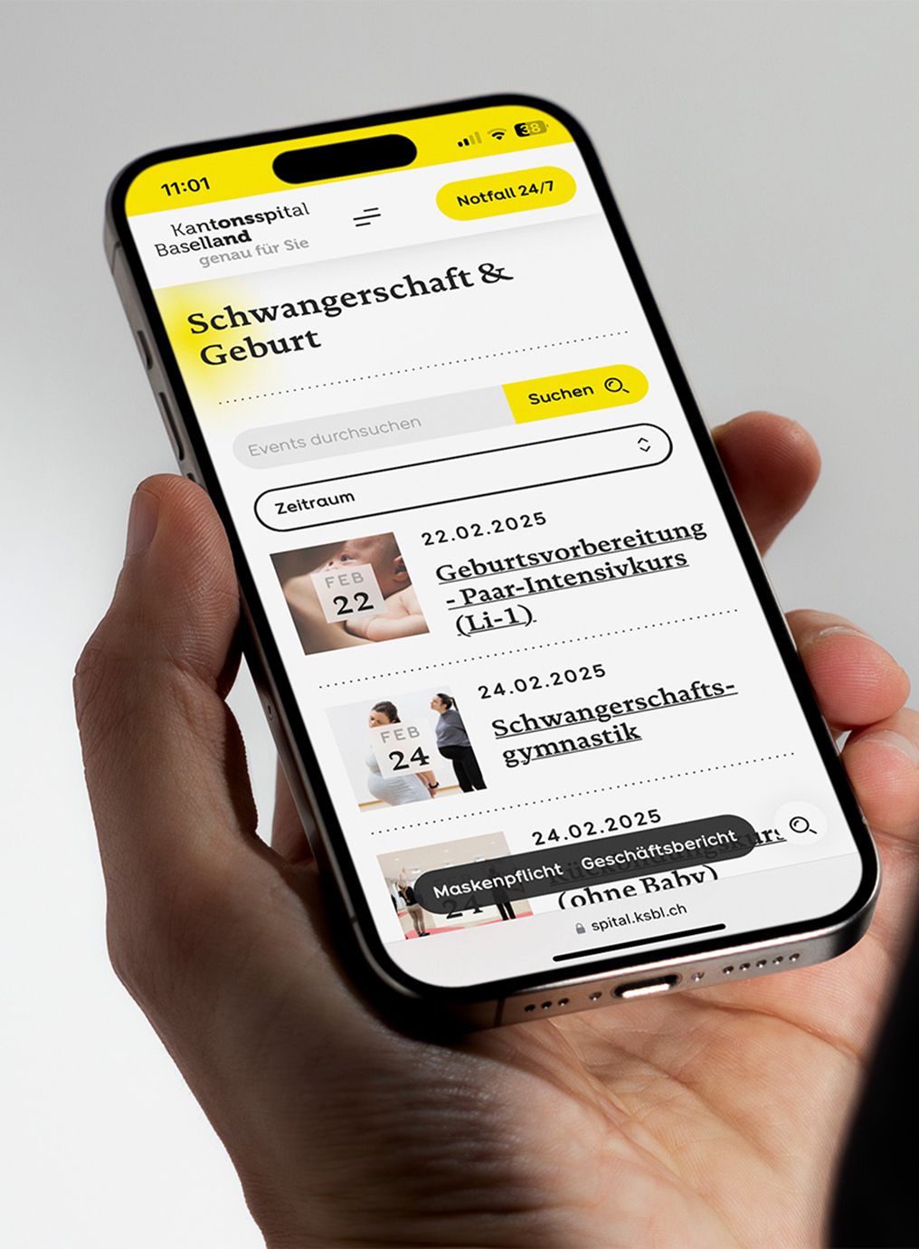 Spital-Webseite mobile Darstellung