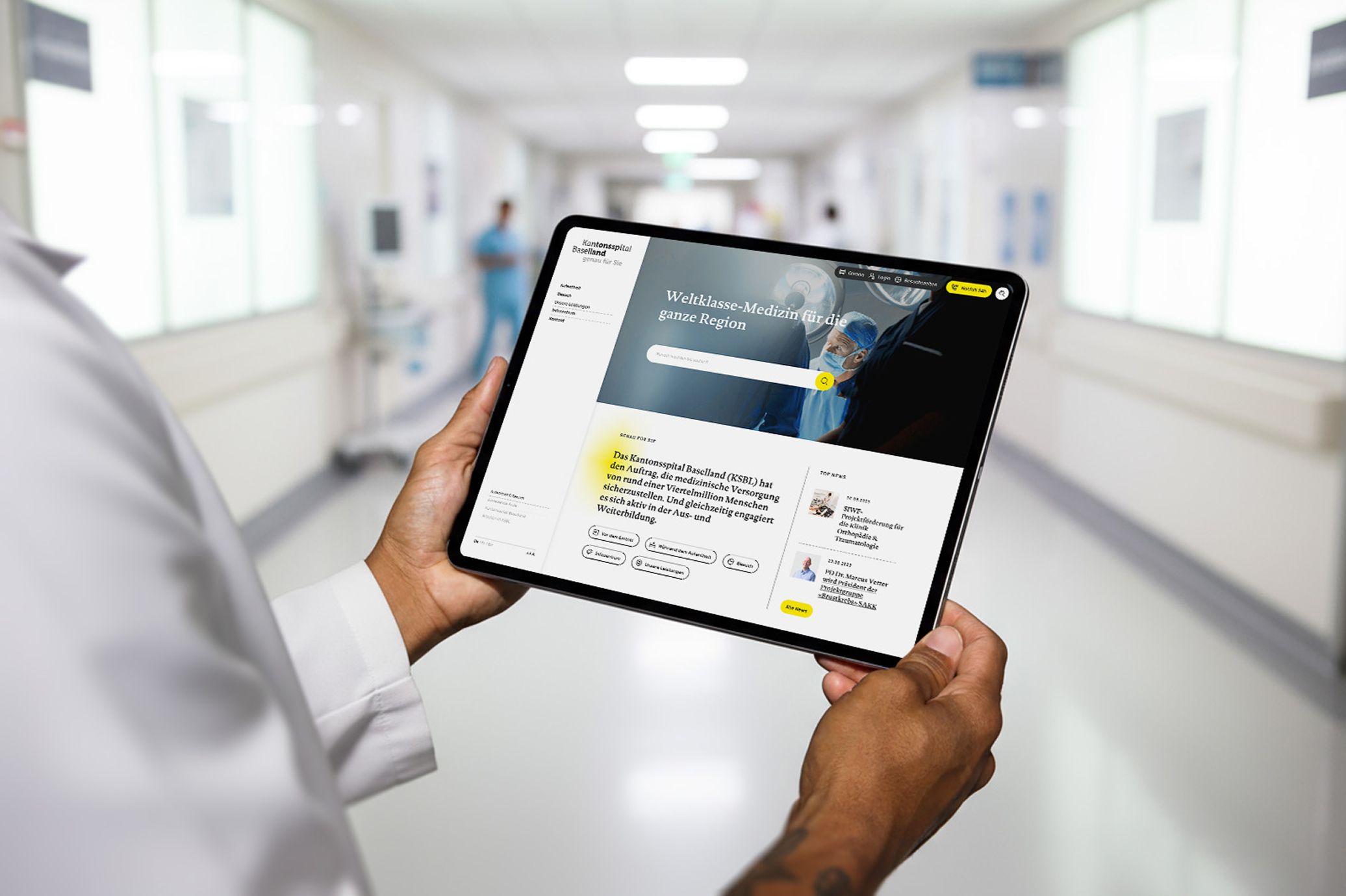 Kantonsspital Webseite mit drei Standorten