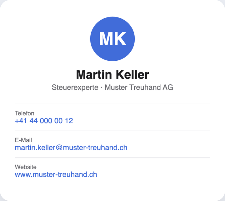 Kontaktdaten aus der Visitenkarte im Adressbuch