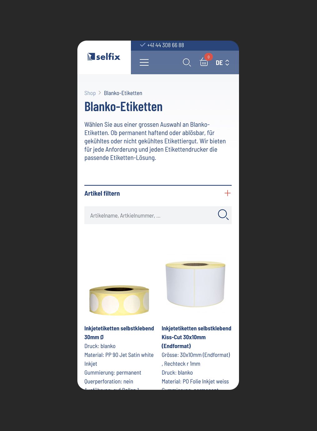 UX Design des Bestellprozesses für eine Schweizer Etikettendruckerei