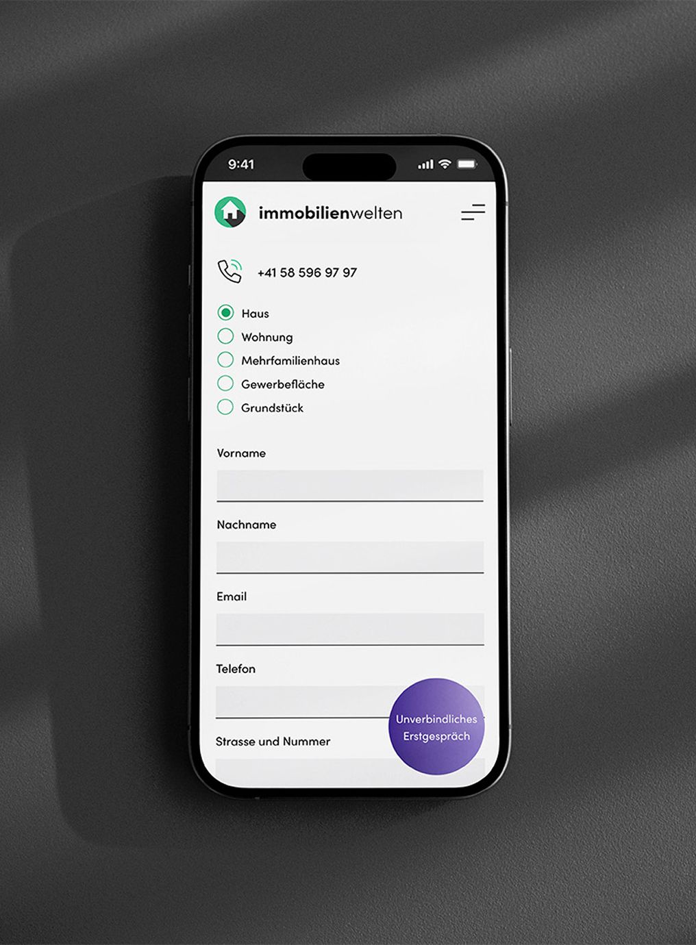 Anfrage-Formular für Haus-Bewertung