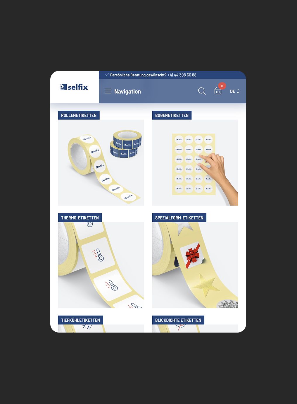Produktübersicht mit Rasterlayout und Direktkauf