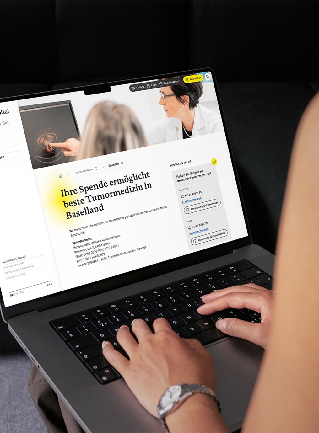 Detailseiten für Fachbereiche im Kantonsspital