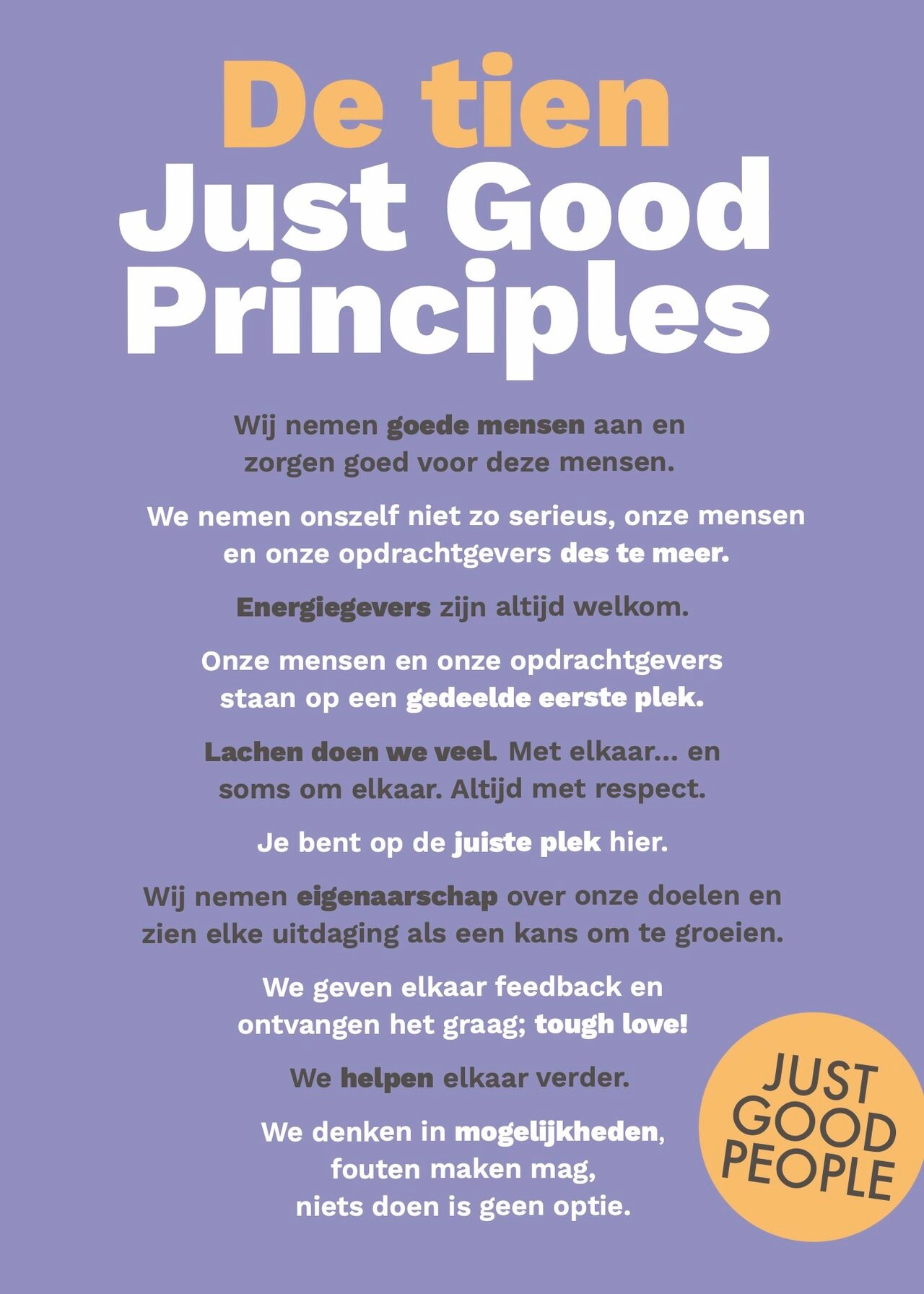 De tien Just Good Principles