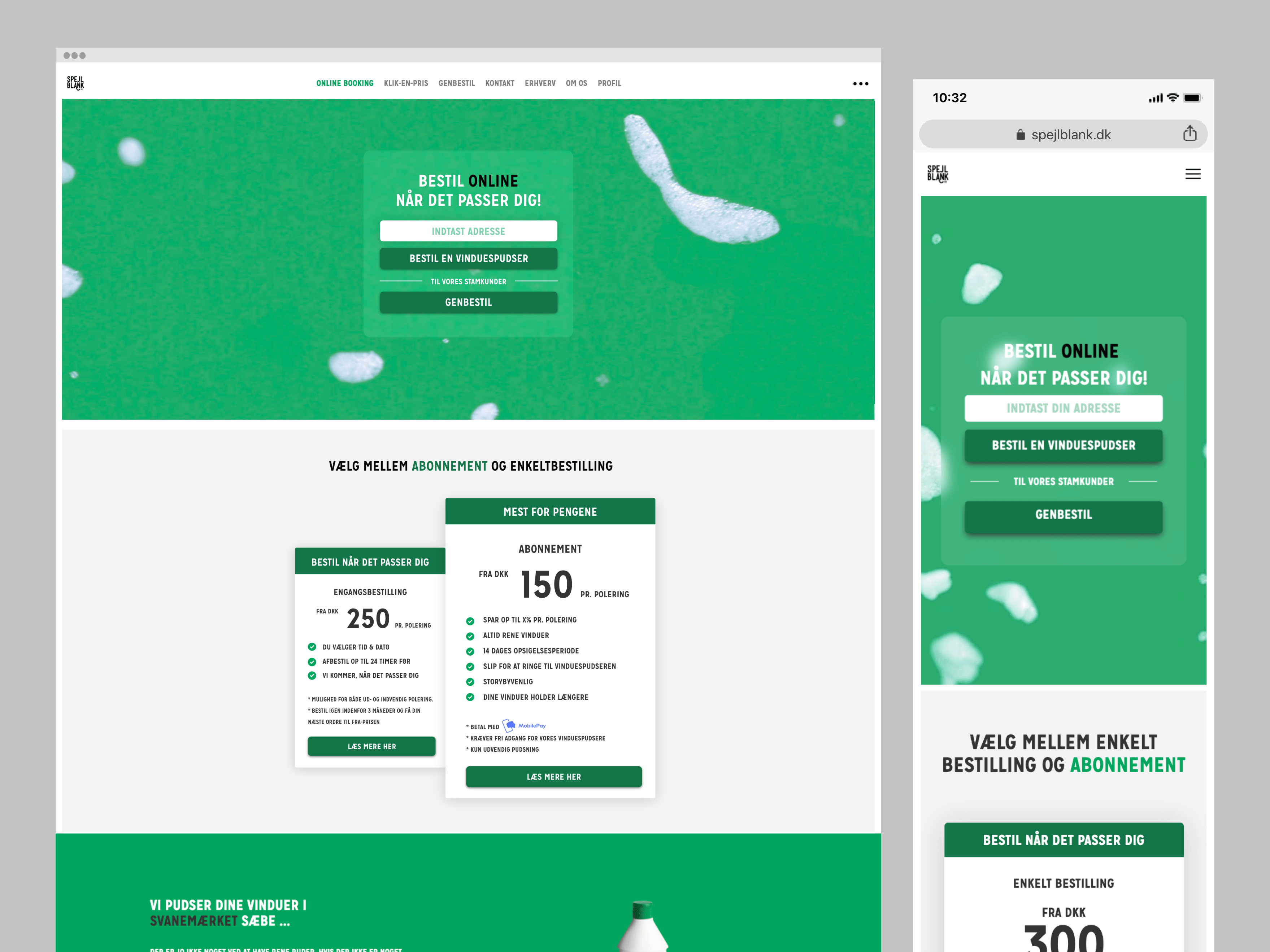 Spejl Blank booking flow and website UX/UI design