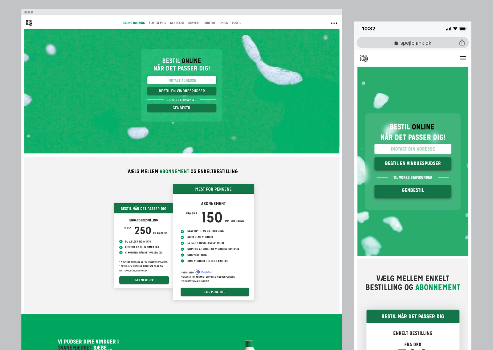 Spejl Blank booking flow and website UX/UI design