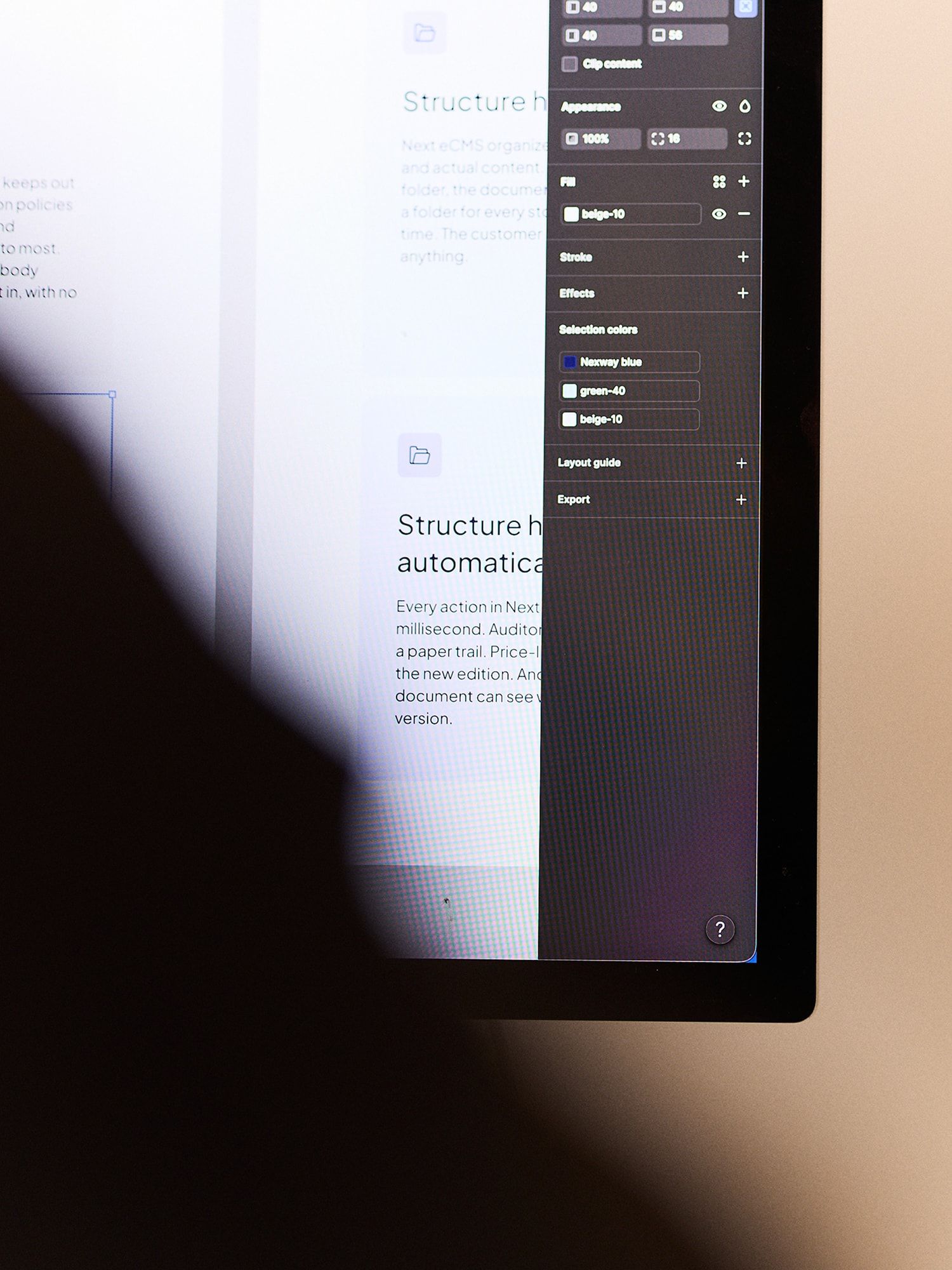 Close-up of a design file open on a screen