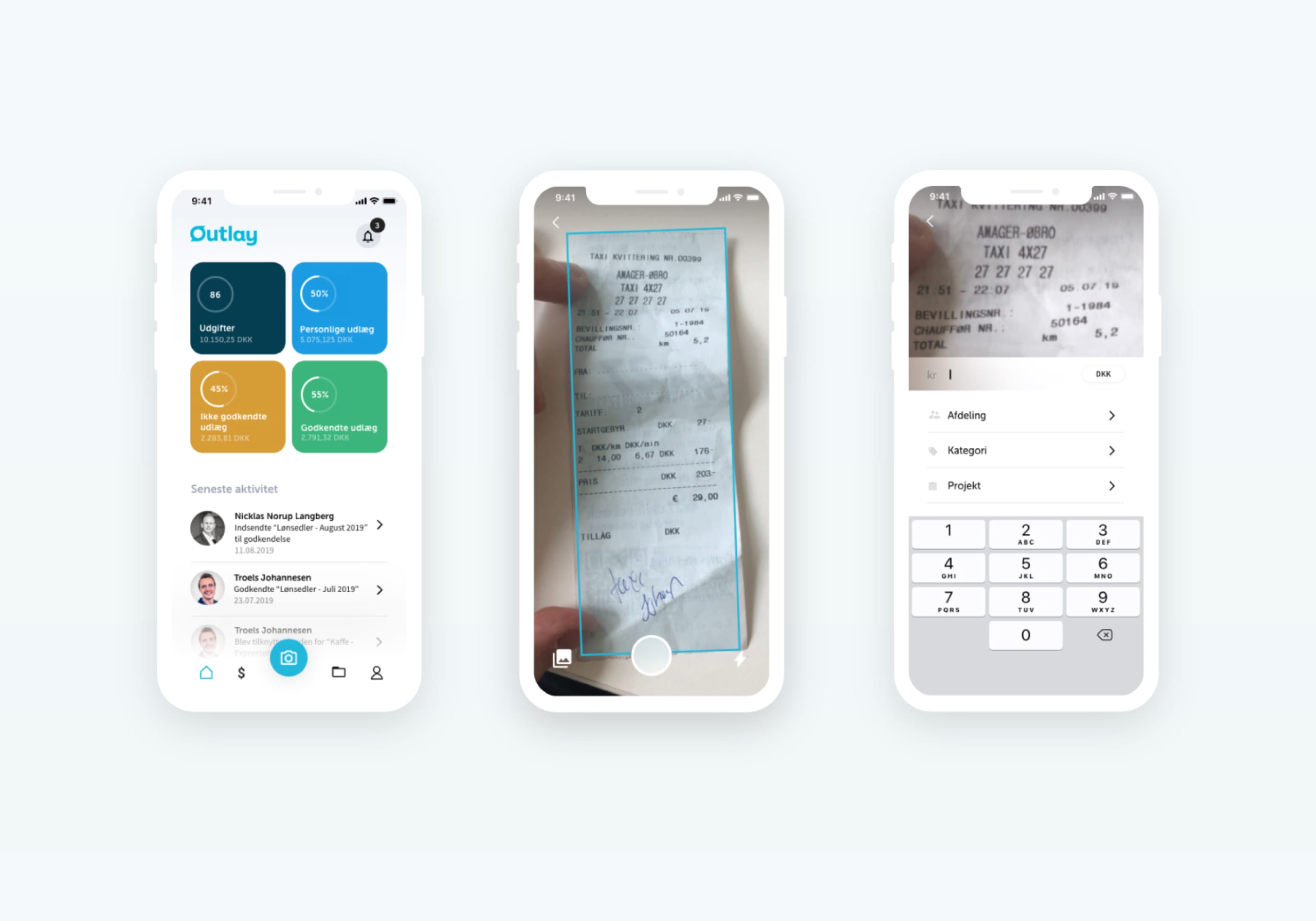 Outlay app mockups