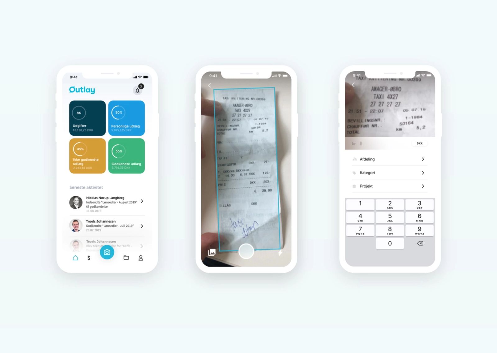 Outlay app mockups