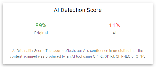 AI Detection Report on Originality.AI