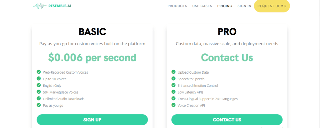 Resemble.ai Pricing