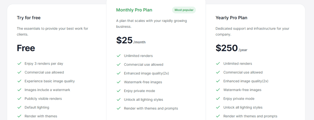 ReRoom AI Pricing