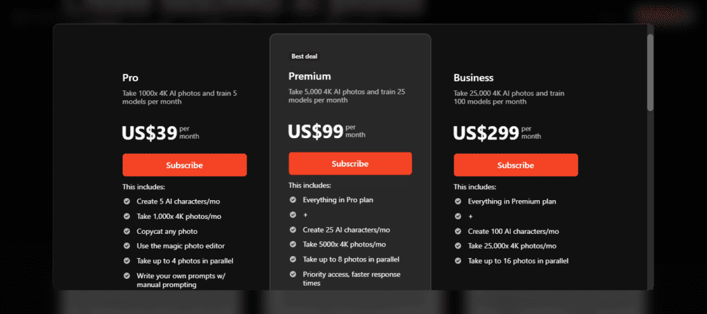 Photo AI Pricing