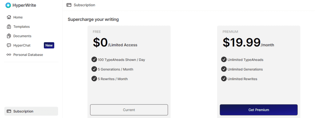 HyperWrite Pricing