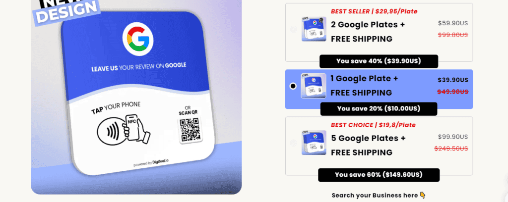 Digifeel Google Review Plates
