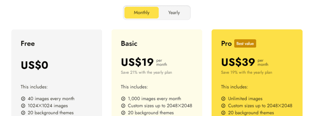 Pebblely Pricing