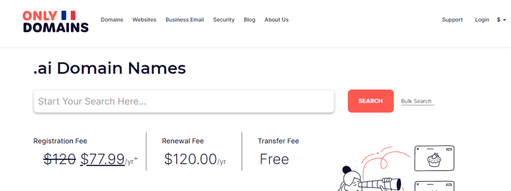 OnlyDomains .ai Domain Registration
