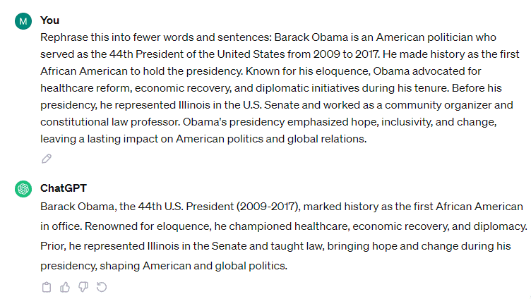 ChatGPT Paraphrasing - Barack Obama