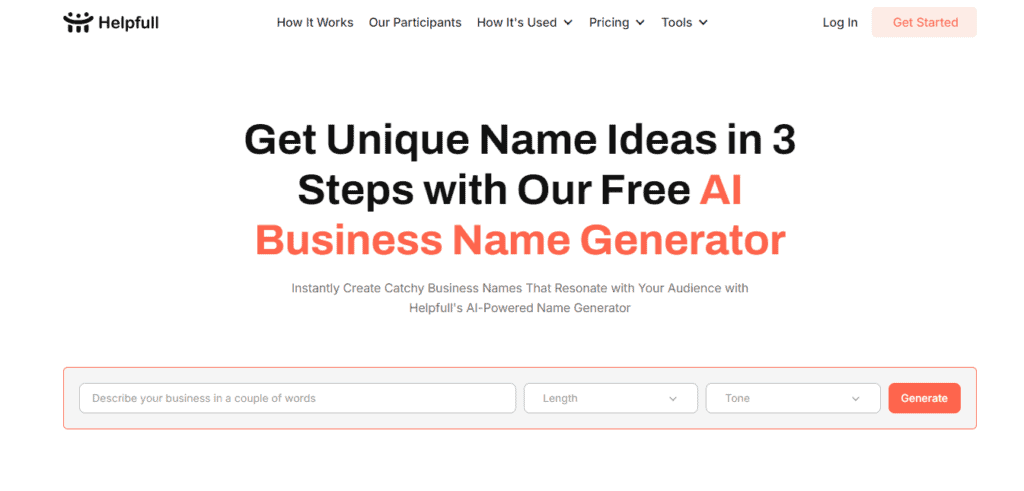 Helpfull's AI Business Name Generator