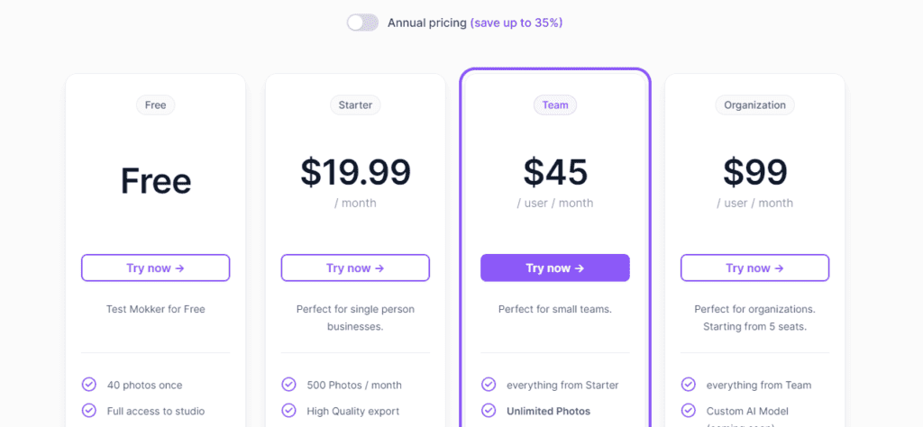 Mokker AI Pricing