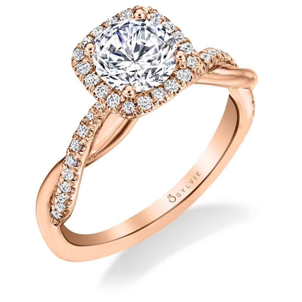 Round Diamond Ring With Cushion Halo