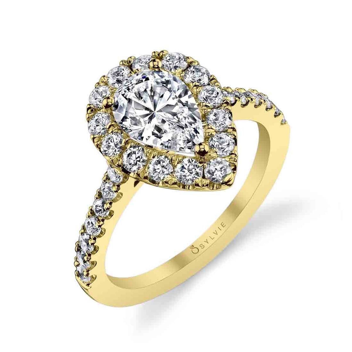 Pear Halo Ring